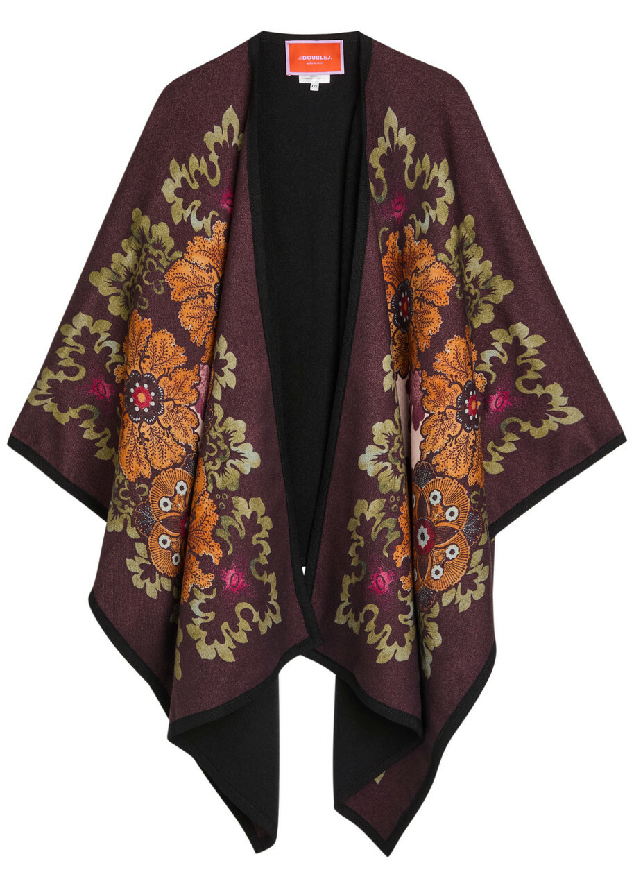 LA Double J Patterned-intarsia Wool Poncho - Multicoloured - One Size
