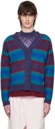 Madhappy Blue & Purple Fuzzy Stripe Cardigan