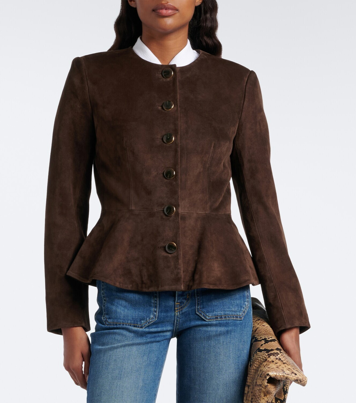 Veronica Beard Quinn peplum suede jacket