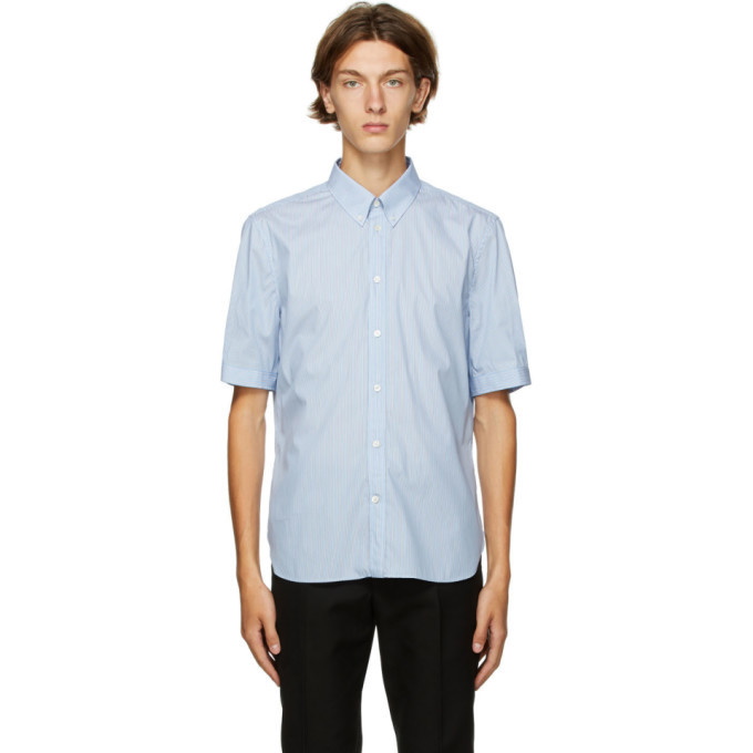 Photo: Alexander McQueen Blue and White Stripe Short Sleeve Shirt