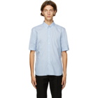 Alexander McQueen Blue and White Stripe Short Sleeve Shirt