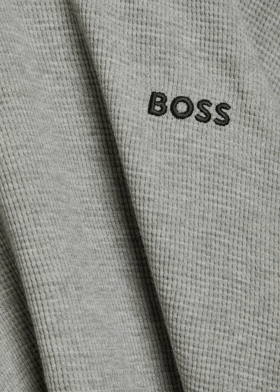 Boss Waffle Hooded Cotton-blend Sweatshirt Grey