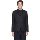 Comme des Garcons Homme Deux Navy Zip-Pin Stripe Blazer