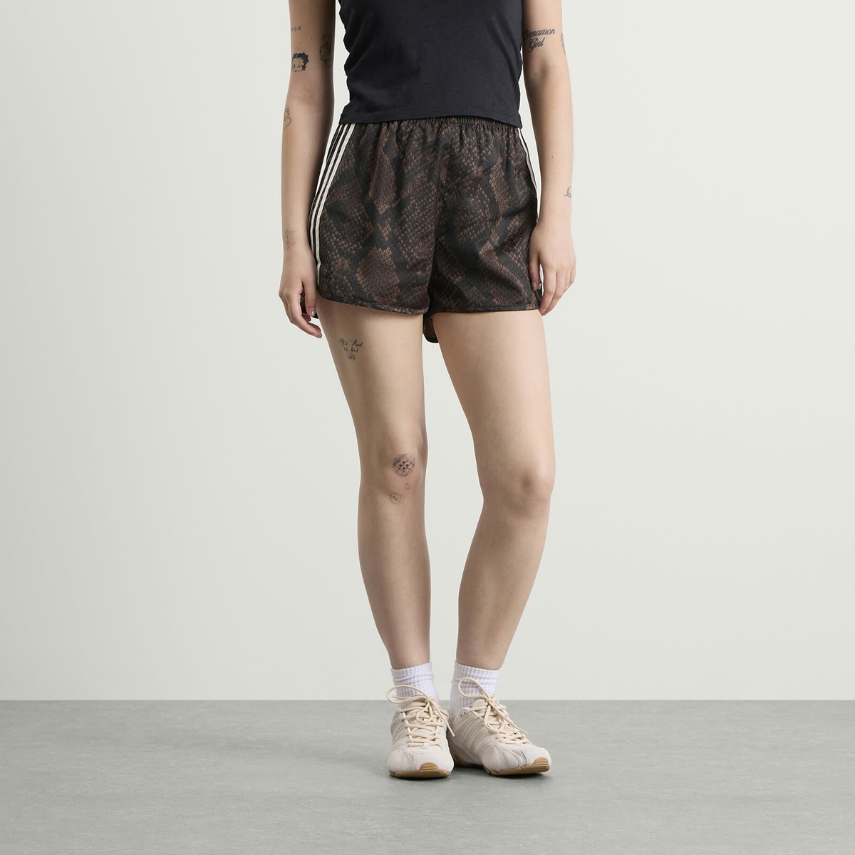 Adidas Women's Satin Shorts in Earth Strata/Aurora Coffee