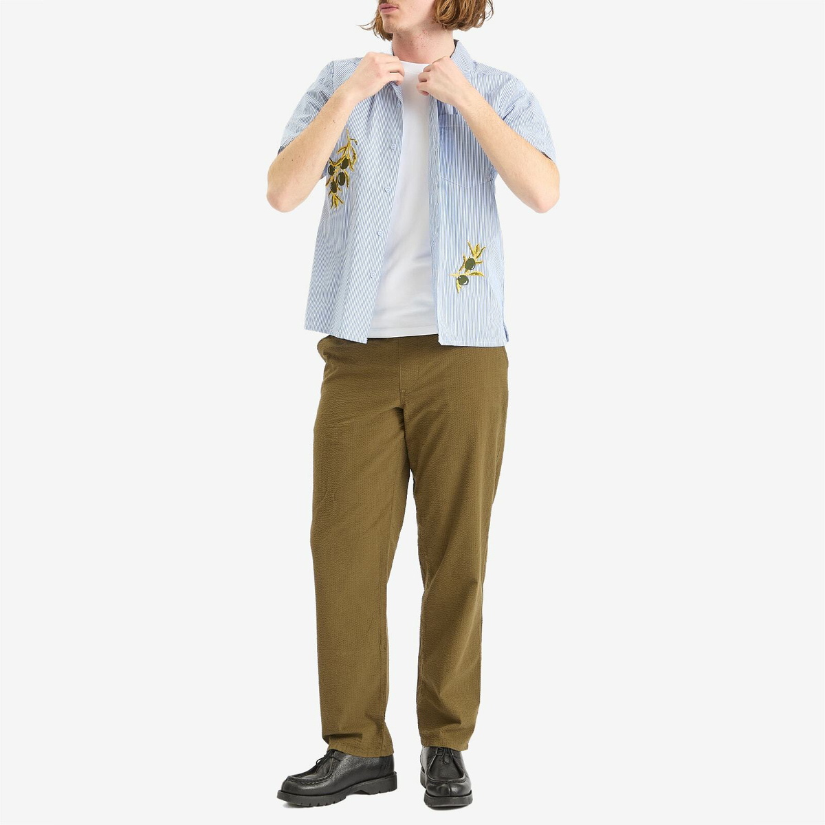Foret Men's Calm Seersucker Trousers in Army