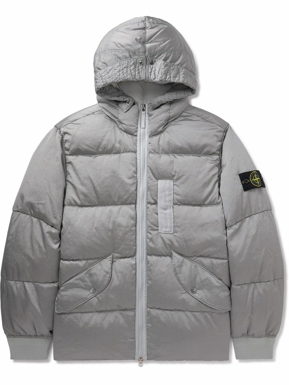 Stone Island - Logo-Appliquéd Quilted Crinkled-Shell Hooded Down Jacket -  Gray Stone Island