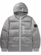 Stone Island - Logo-Appliquéd Quilted Crinkled-Shell Hooded Down Jacket - Gray