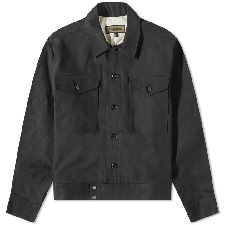 Photo: Uniform Bridge Men's Collar Button Blouson Jacket in Black