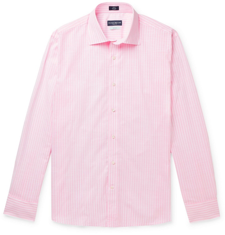 Photo: Peter Millar - Striped Cotton-Chambray Shirt - Pink