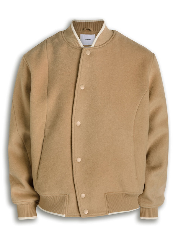 Photo: Axel Arigato Logo-appliquéd Wool-blend Varsity Jacket Beige