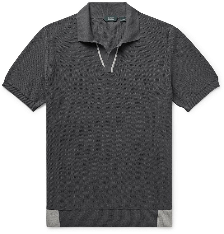 Photo: Incotex - Contrast-Tipped Cotton Polo Shirt - Gray