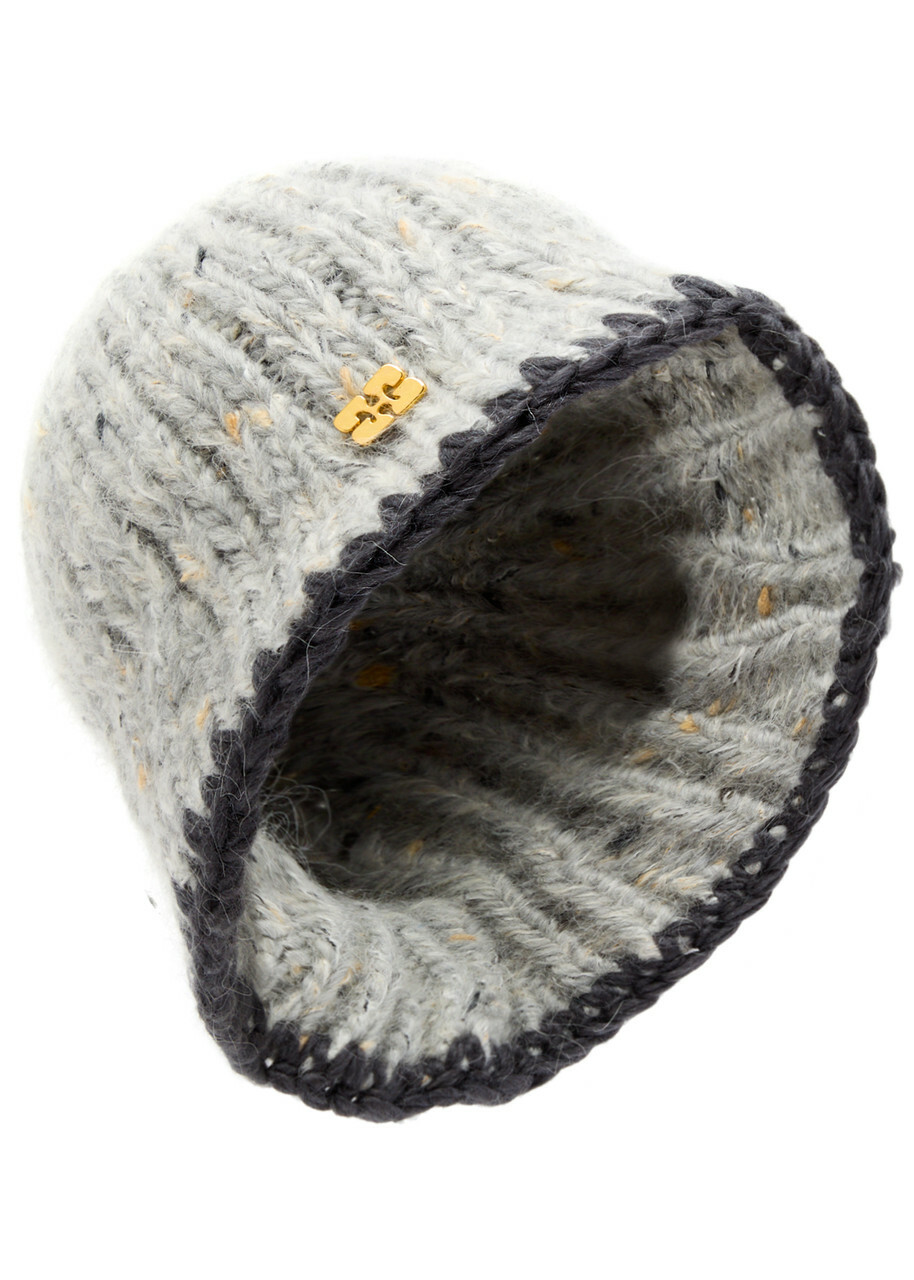 Ganni Logo Wool-blend Bucket hat - Grey - One Size GANNI display picture 1