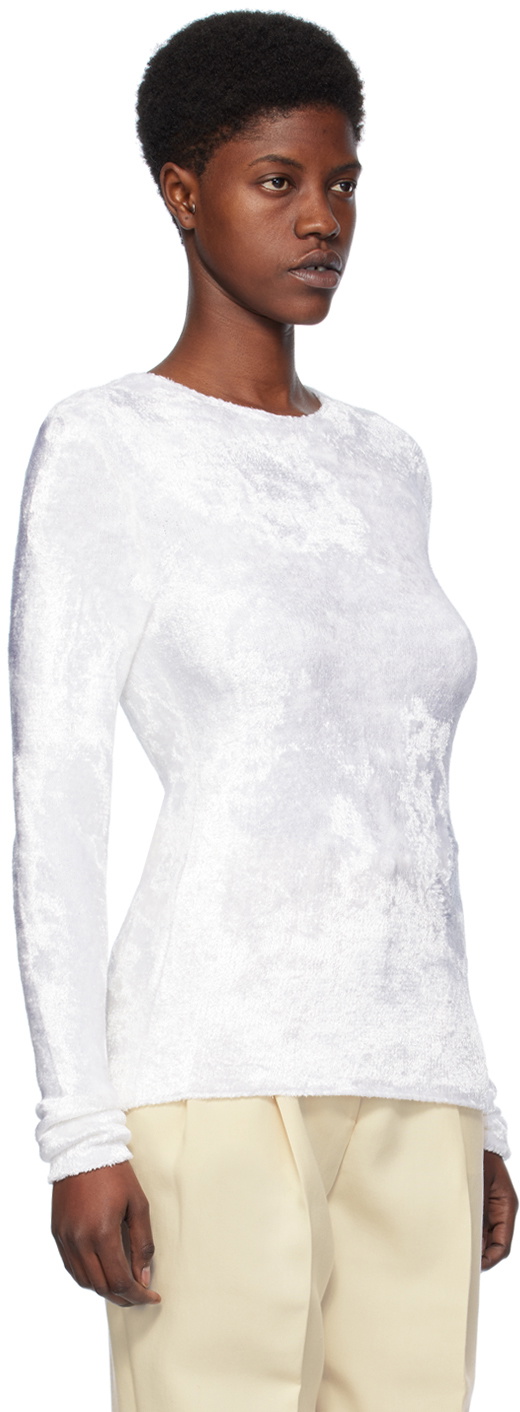 Tシャツ・カットソー TOTEME Classic Long-Sleeve lyocell and cotton T-shirt WHITE TOTEME White Slim Long Sleeve T-Shirt Toteme