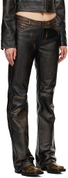GUESS USA Black Colorblock Leather Pants