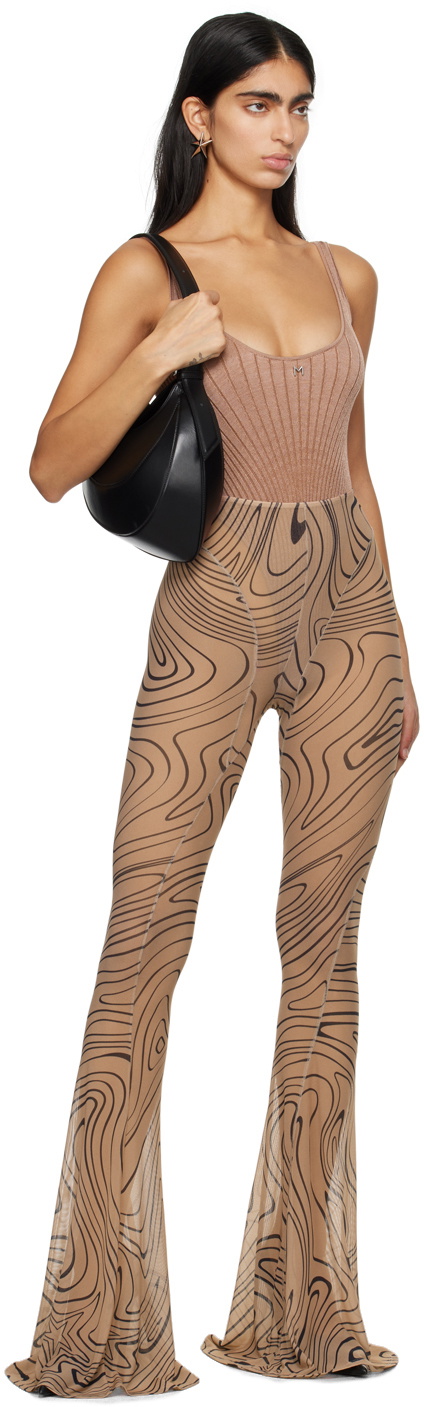 【関税込み】Mugler ベージュ Spiral ボディスーツ Mugler Beige Spiral Bodysuit Mugler