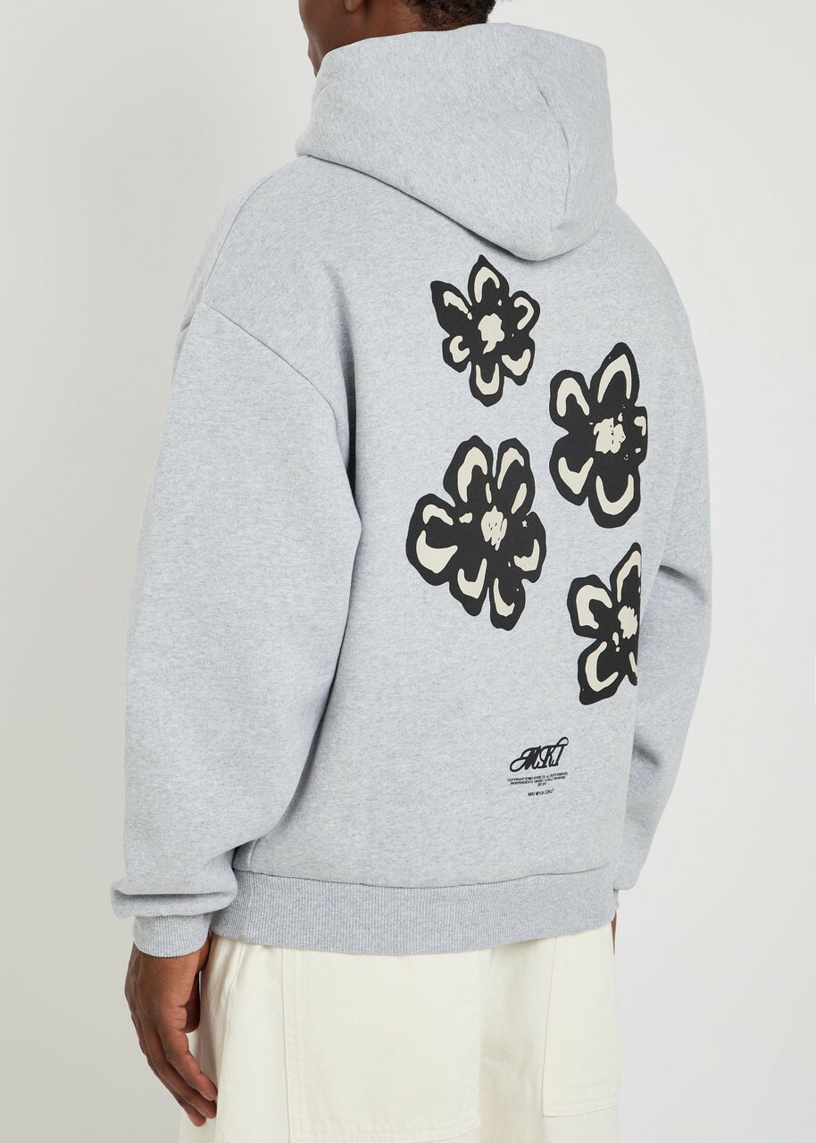 Mki Miyuki Zoku Hibiscus Hooded Cotton-blend Sweatshirt Grey