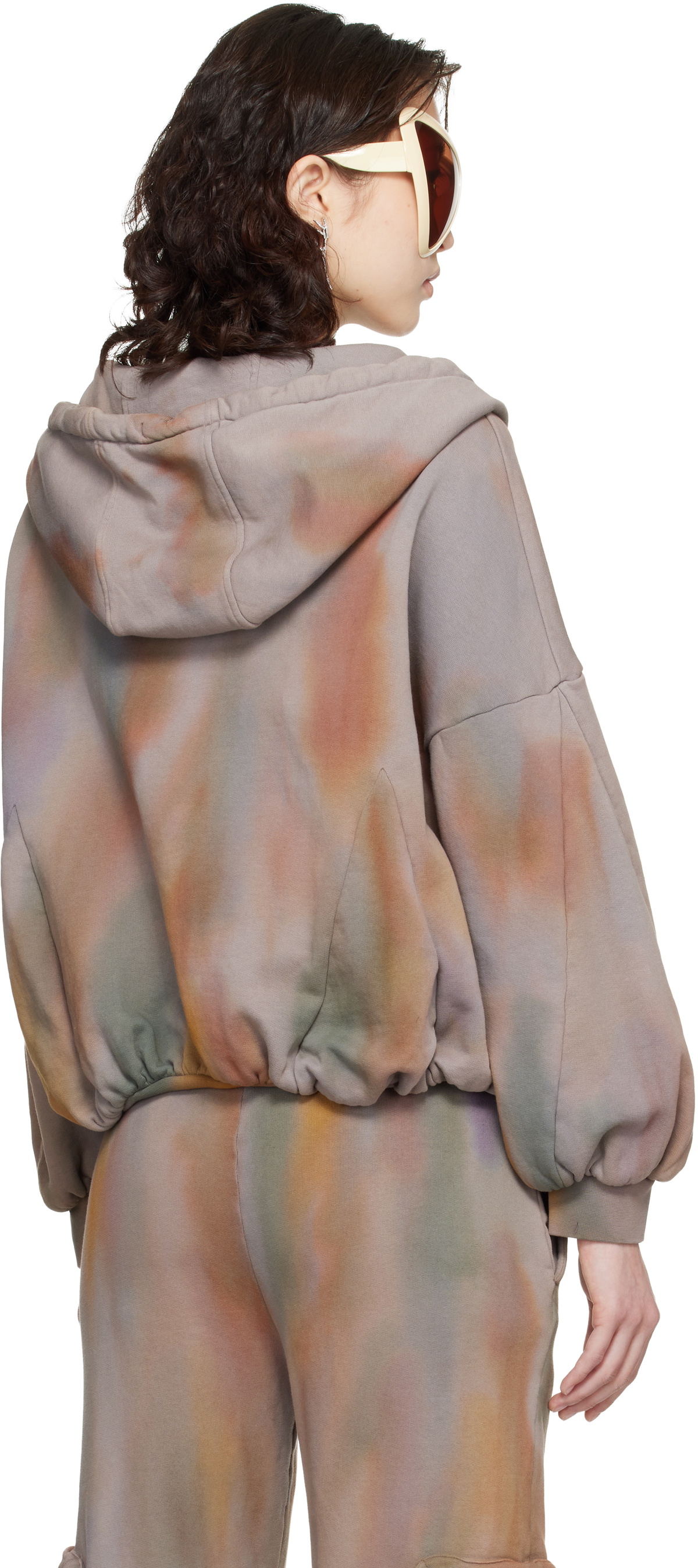 Collina Strada Gray Gathered Zip Up Hoodie
