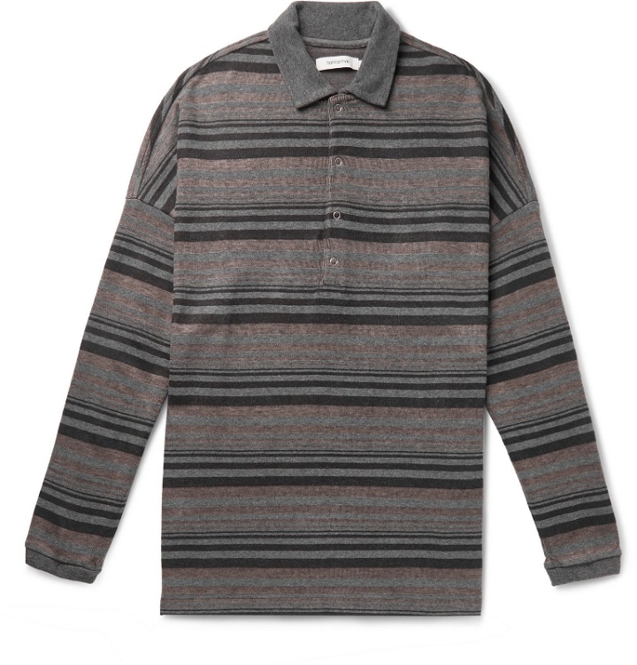 Photo: nonnative - Striped Jacquard Polo Shirt - Gray