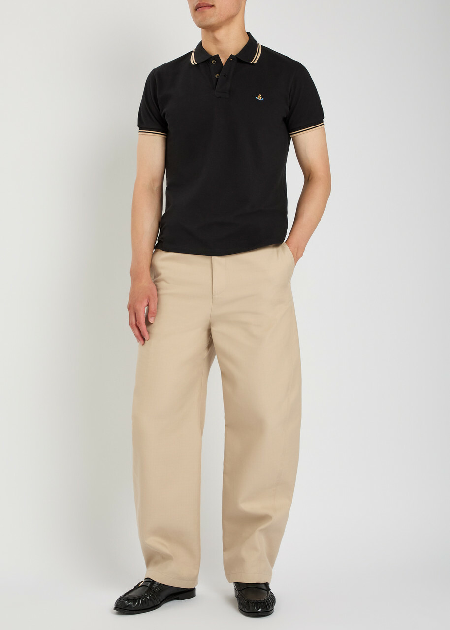 Vivienne Westwood Logo-embroidered Piqué Cotton Polo Shirt Black