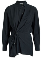 High Skylark Gathered Woven Shirt Dark Blue