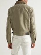 TOM FORD - Slim-Fit Fleece-Trimmed Washed Cotton-Twill Jacket - Green