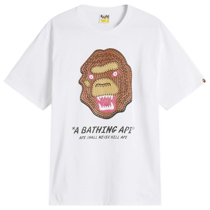 Photo: A Bathing Ape Men's Embroidery Style Souvenir Logo T-Shirt in White
