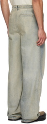 Reese Cooper Blue Concealed Button Straight Leg Jeans