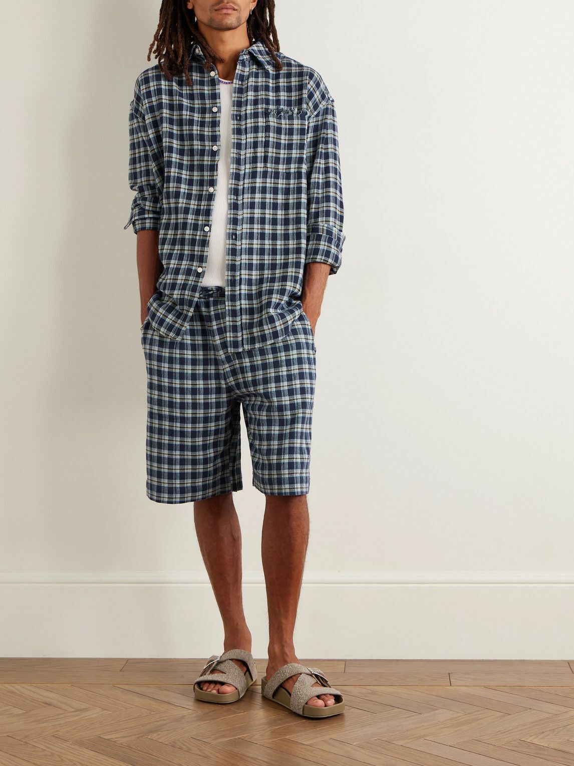 The Elder Statesman - Dune Checked Cotton Shirt - Blue