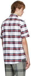 Thom Browne White & Red Tartan Check Short Sleeve Shirt