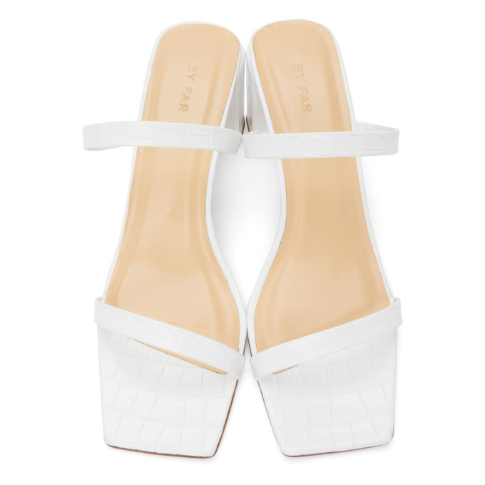 BY FAR White Croc Tanya Heeled Sandals