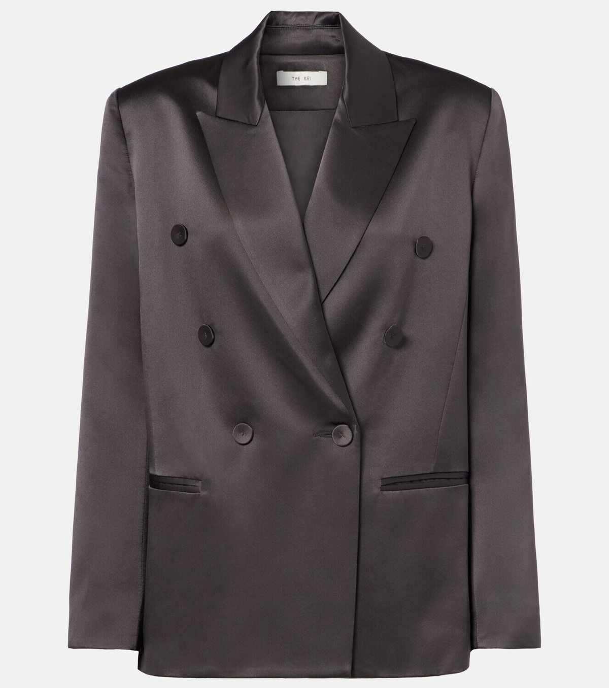 The Sei Double-breasted silk satin blazer