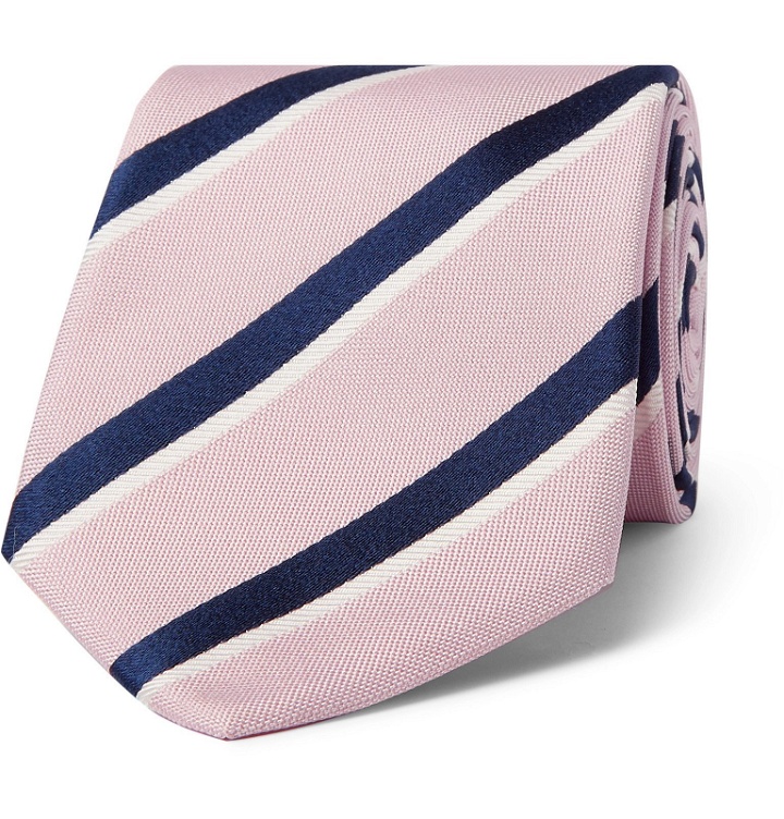 Photo: Bigi - 8cm Striped Woven Silk Tie - Pink