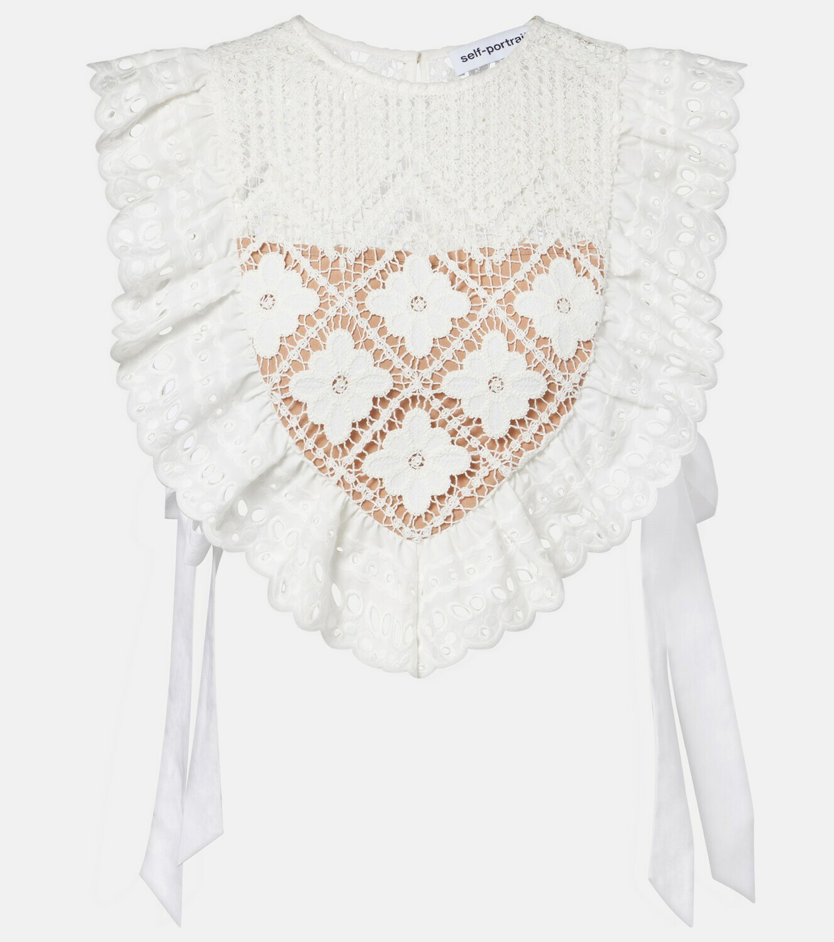 Self-Portrait Crochet ruffled crop top