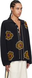 Glass Cypress Black Silk Sunflower Shirt