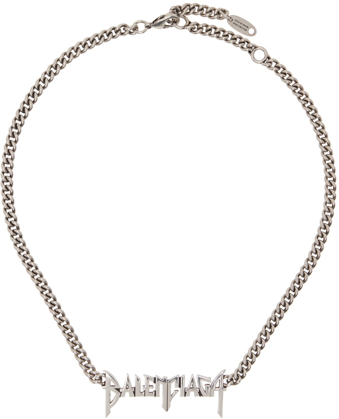 Photo: Balenciaga Gunmetal Typo Metal Necklace