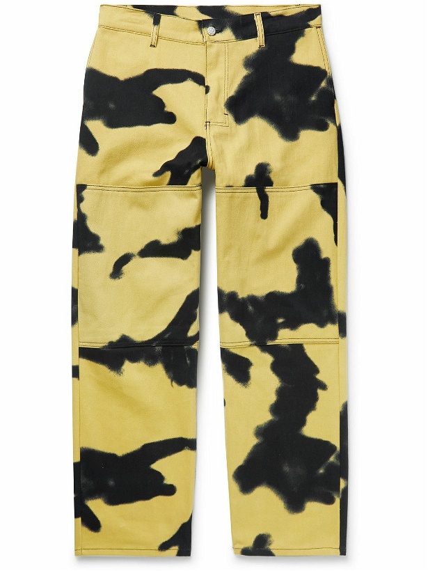 Photo: COME TEES - Straight-Leg Camouflage-Print Jeans - Yellow