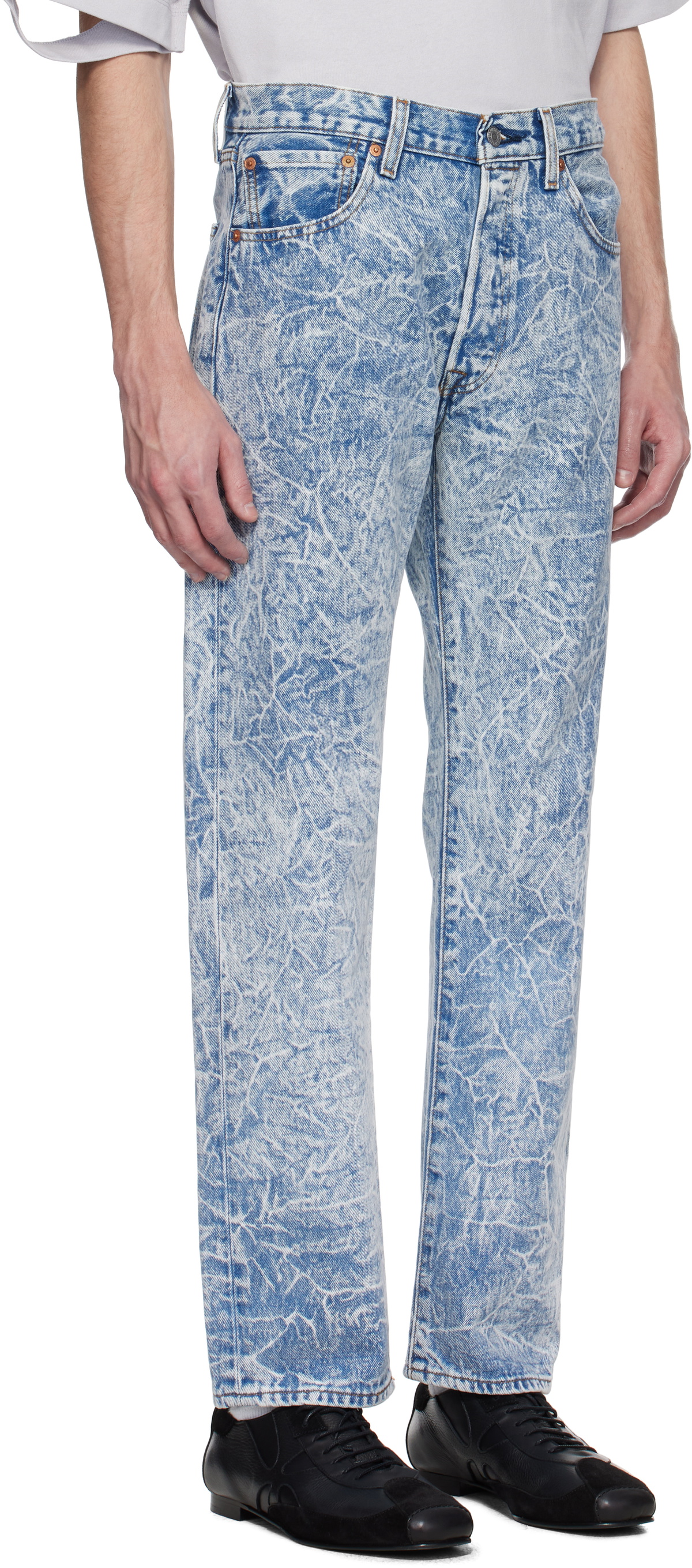 Karmuel Young Blue Re-Edited Creased Washed Jeans