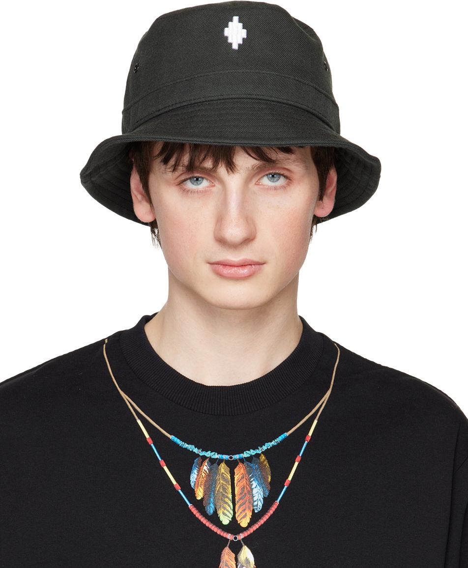 Marcelo Burlon County of Milan Black Cross Bucket Hat Marcelo