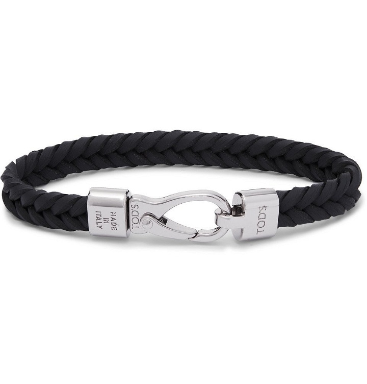 Photo: Tod's - Woven Leather and Silver-Tone Bracelet - Midnight blue