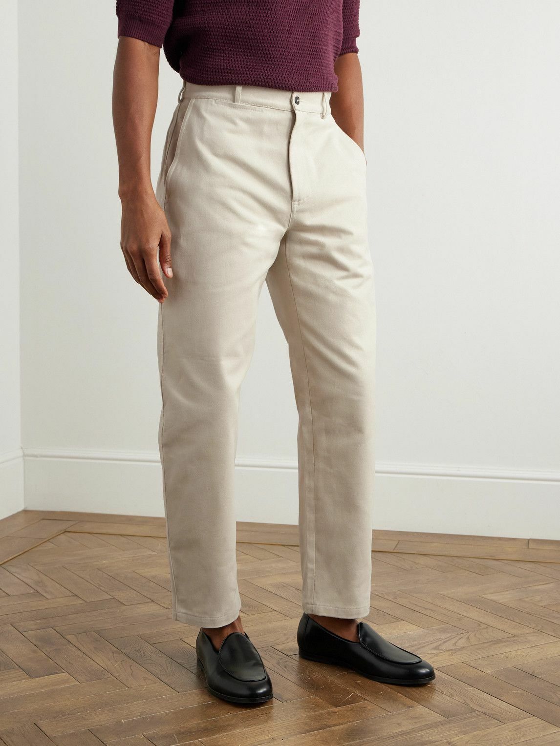 De Bonne Facture - Balloon Straight-Leg Cotton-Drill Trousers - Neutrals