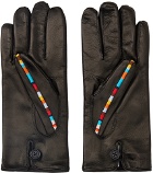 Paul Smith Black Signature Stripe Gloves