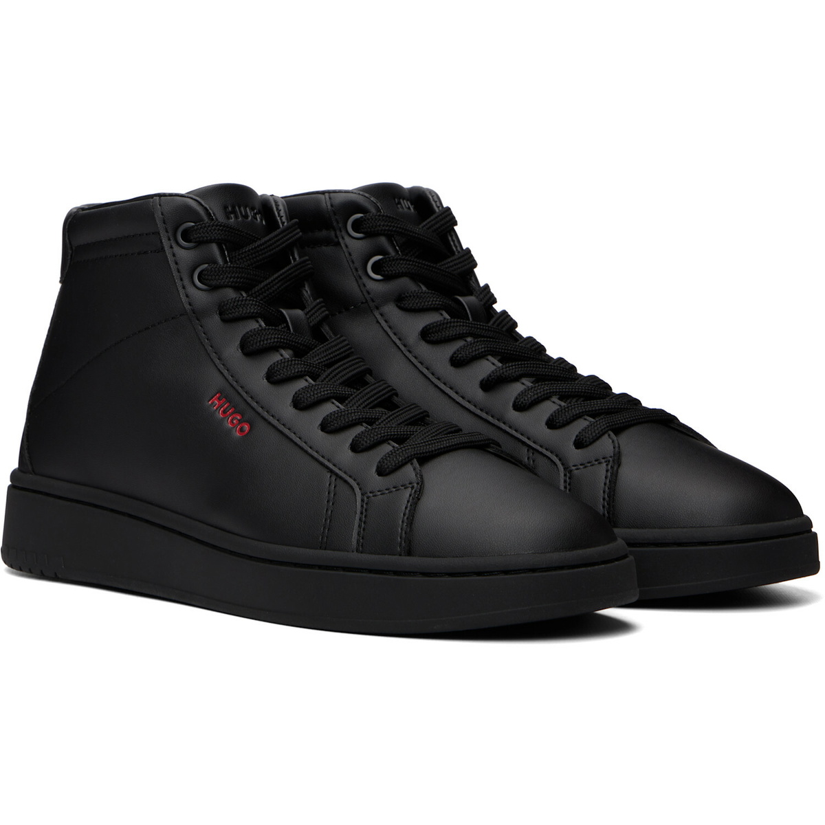 Hugo Black Faux-Leather High-Top Sneakers