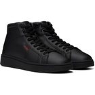 Hugo Black Faux-Leather High-Top Sneakers