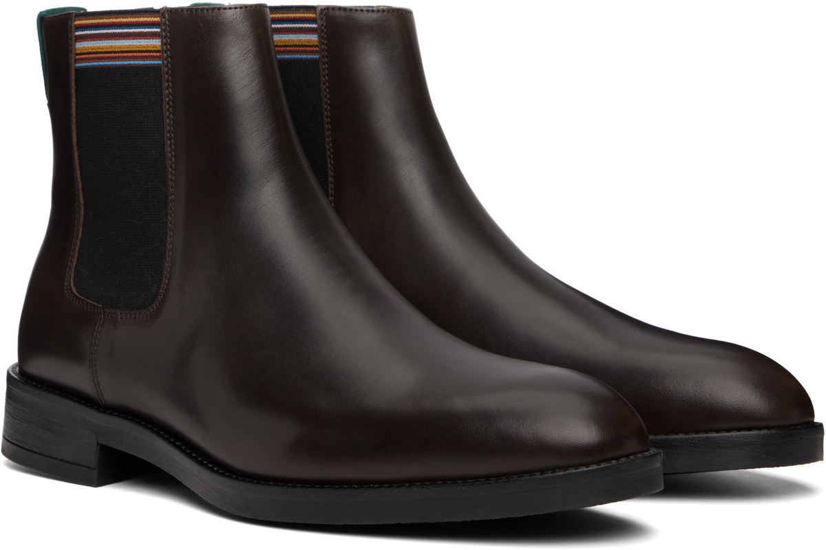 Paul Smith Brown Leather Lansing Signature Stripe Chelsea Boots