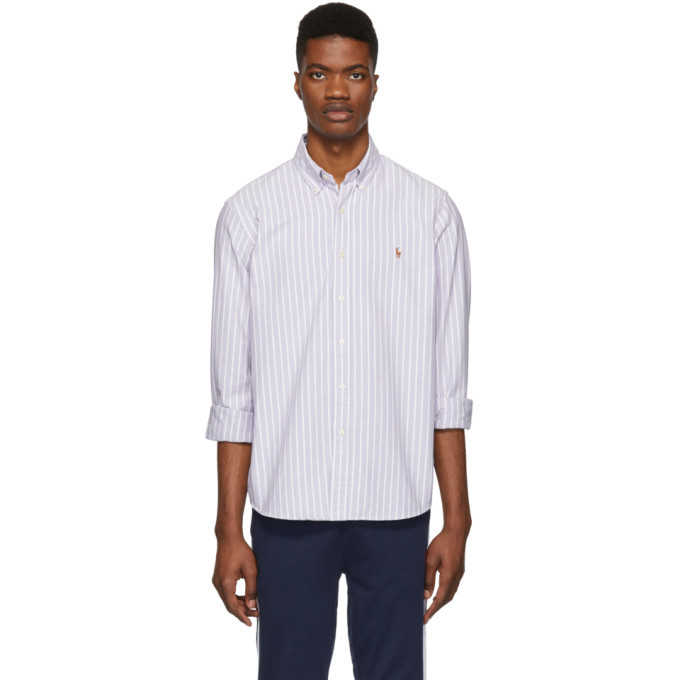 Polo Ralph Lauren Purple and White Striped Oxford Shirt Polo Ralph