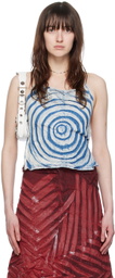 Masha Popova Blue Halter Denim Tank Top