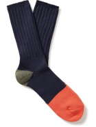 Thunders Love - Colour-Block Ribbed Recycled Cotton-Blend Socks