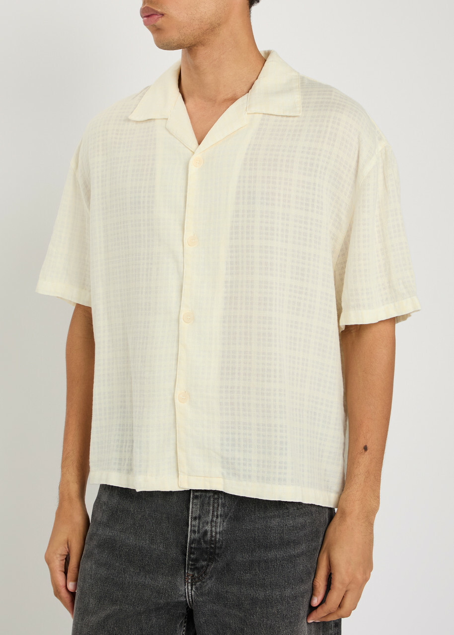 Mki Miyuki Zoku Vacation Checked-weave Cotton Shirt White 02
