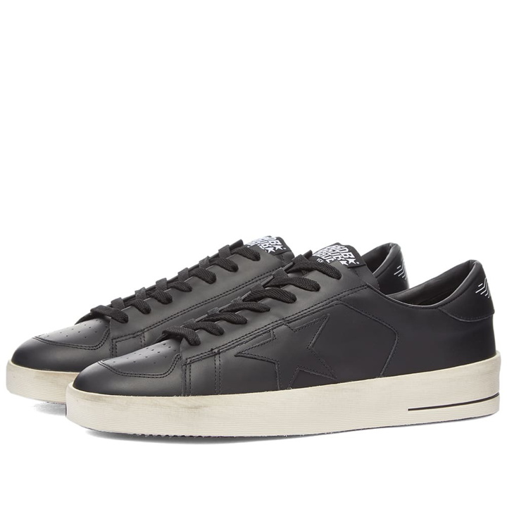 Photo: Golden Goose Men's Stardan Leather Sneakers in Black