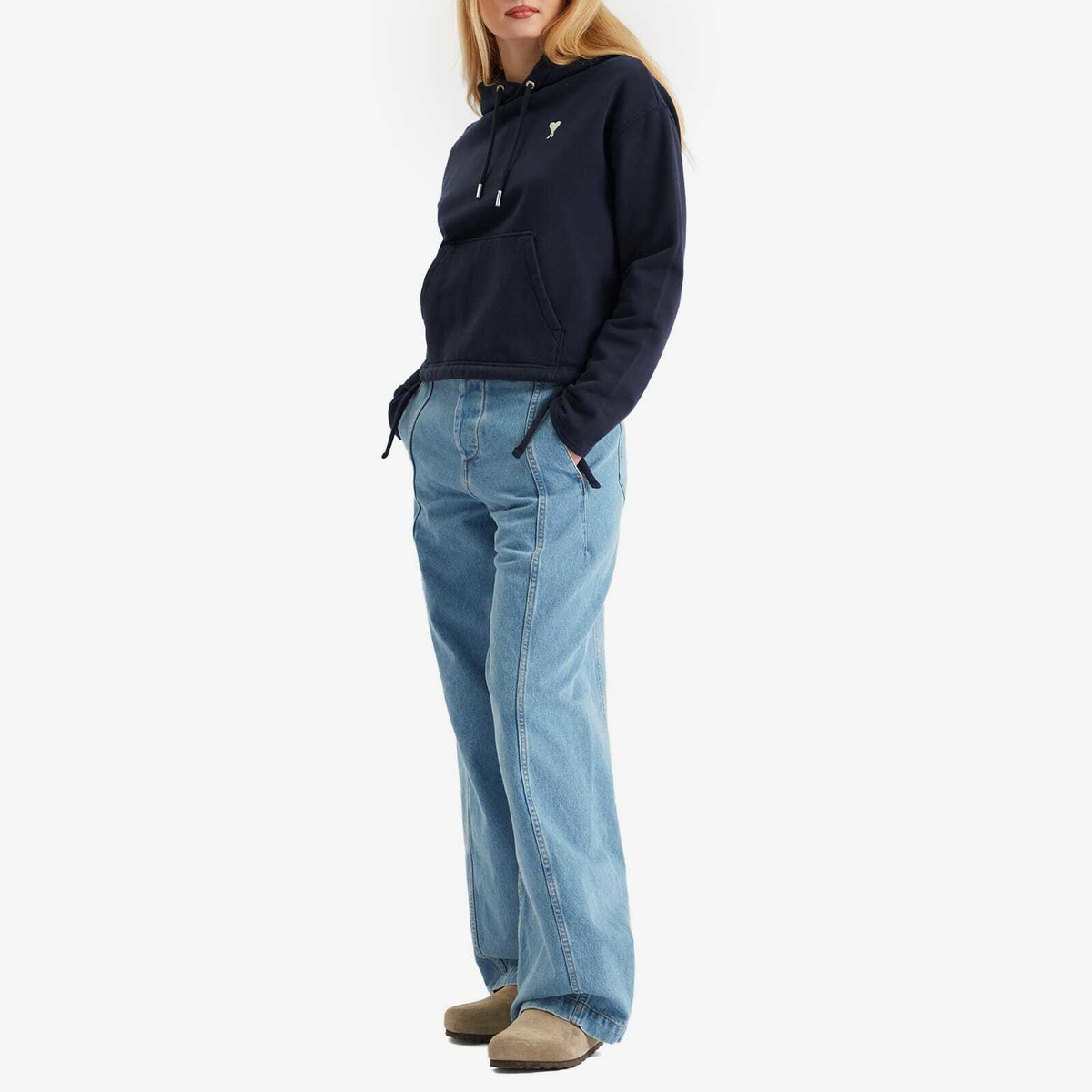 AMI Paris Women's De Coeur Hoodie in Night Blue